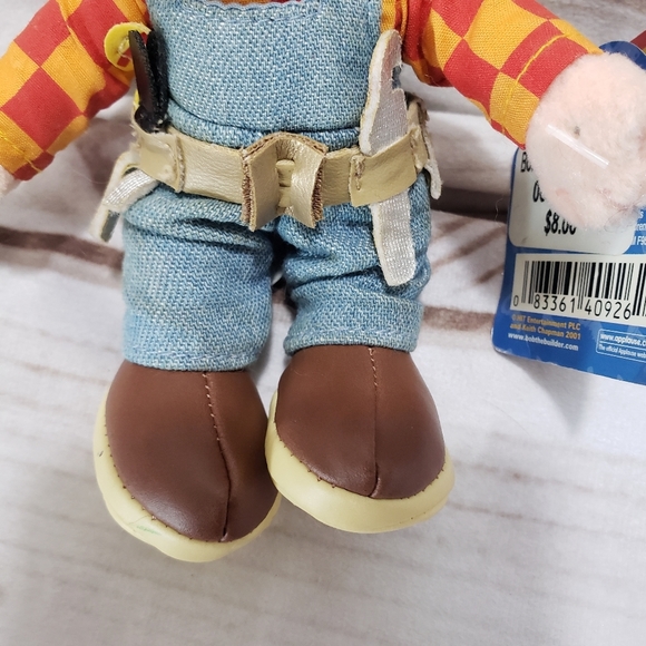 🌞SOLD🌞 Applause Bob The Builder 6.5" Posable Plush Doll 2001 Faux Leather - Picture 9 of 15